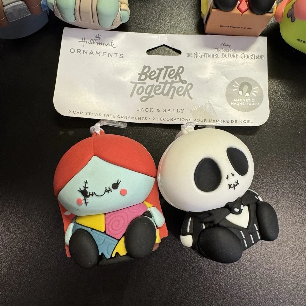 3 Sets Hallmark Better Together Magnetic Ornaments SpongeBob jack Sally & Grogu‎